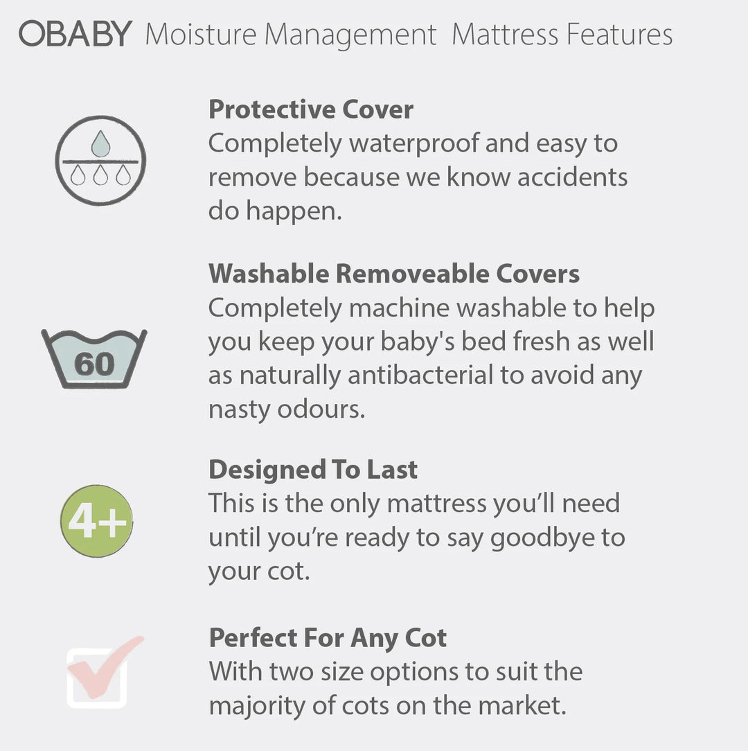 Obaby Moisture Management Mattress – 120 x 60cm
