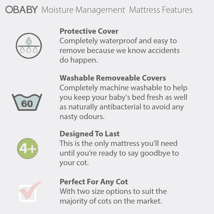 Obaby Moisture Management Mattress – 120 x 60cm