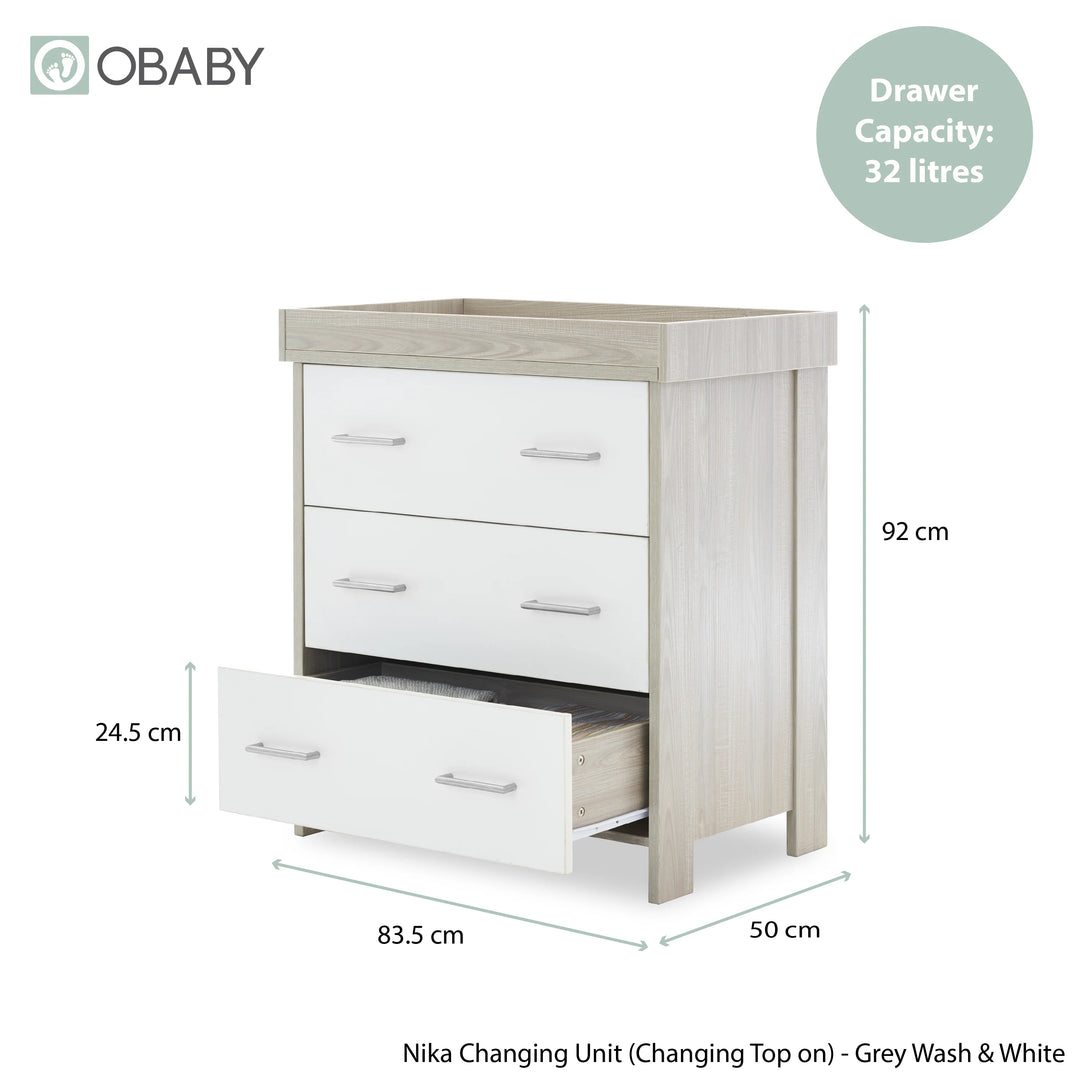 Obaby Nika 2 Piece Nursery Room Set – Grey Wash & White