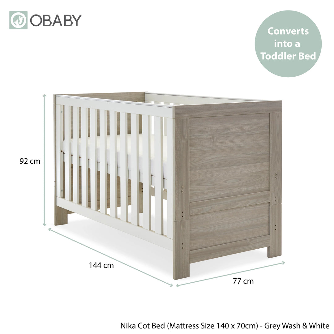 Obaby Nika 2 Piece Nursery Room Set – Grey Wash & White