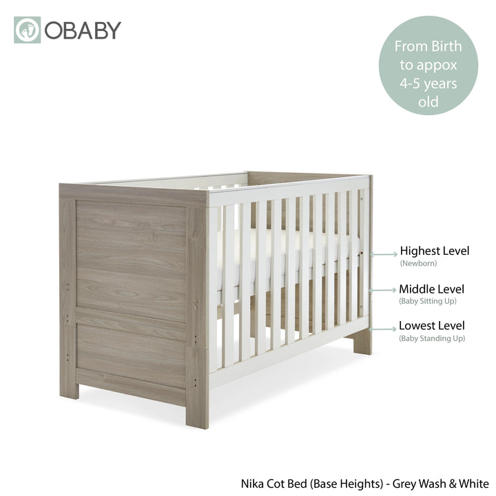 Obaby Nika 2 Piece Nursery Room Set – Grey Wash & White