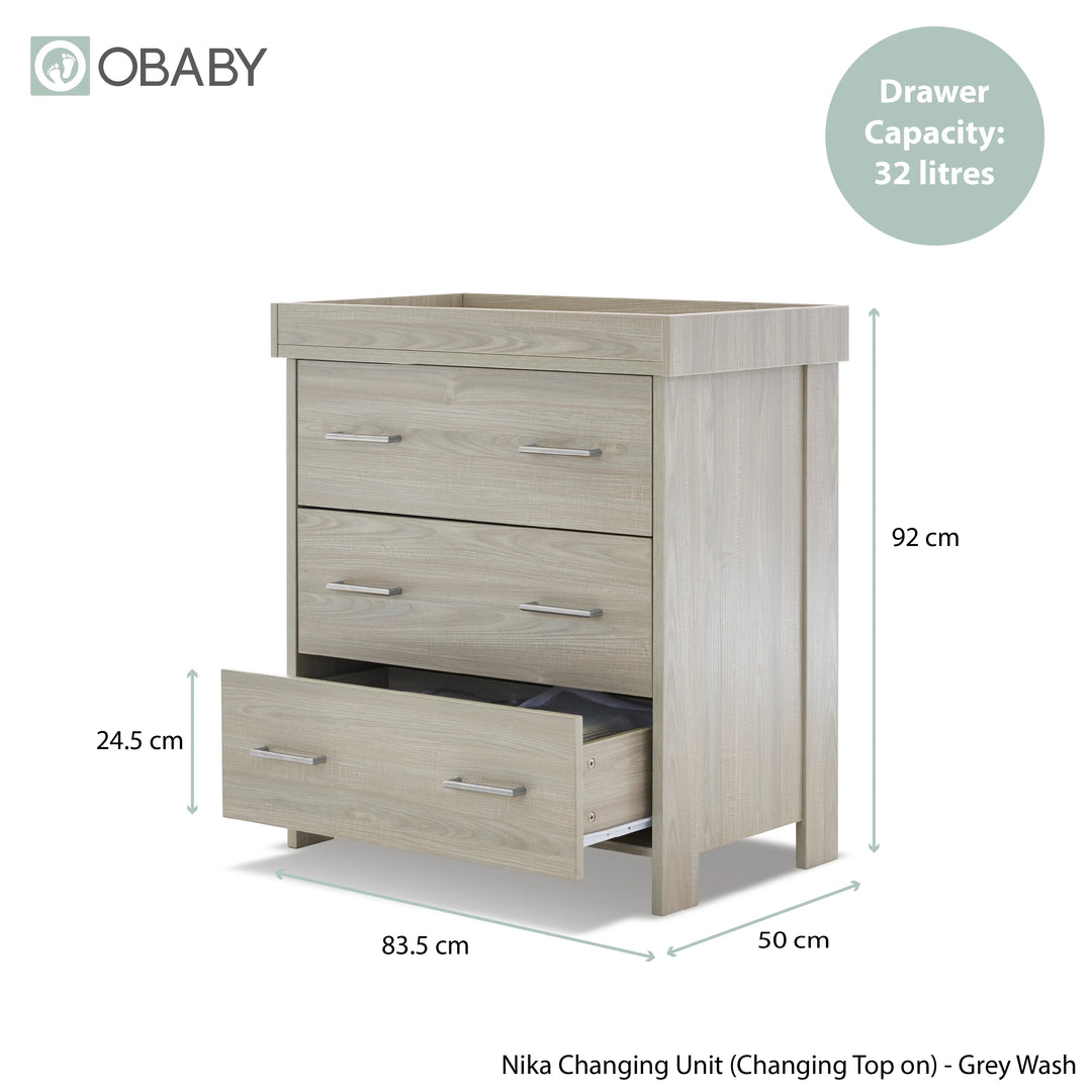 Obaby Nika Mini 2 Piece Nursery Room Set – Grey Wash