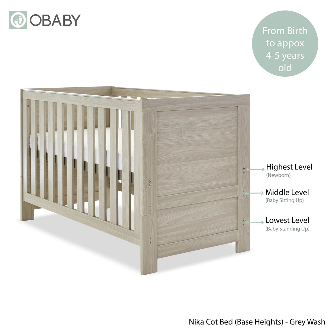 Obaby Nika 2 Piece Nursery Room Set – Grey Wash