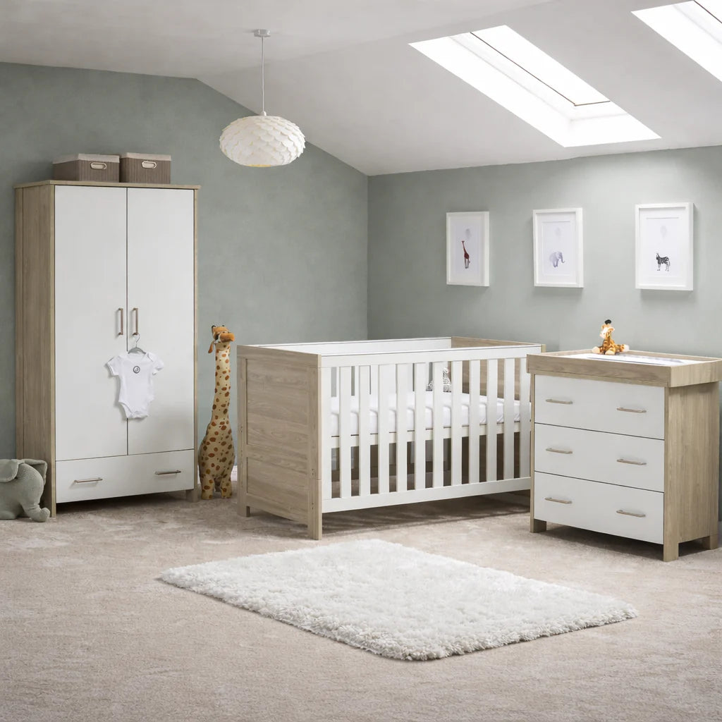 Obaby Nika 3 Piece Nursery Room Set – Grey Wash & White