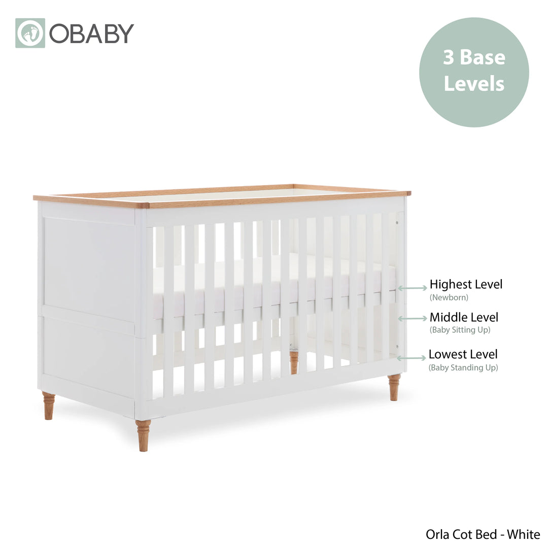 Obaby Orla Cot Bed - White with Oak