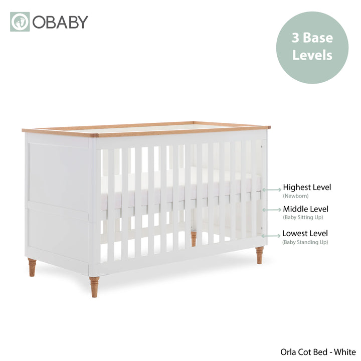 Obaby Orla Cot Bed - White with Oak