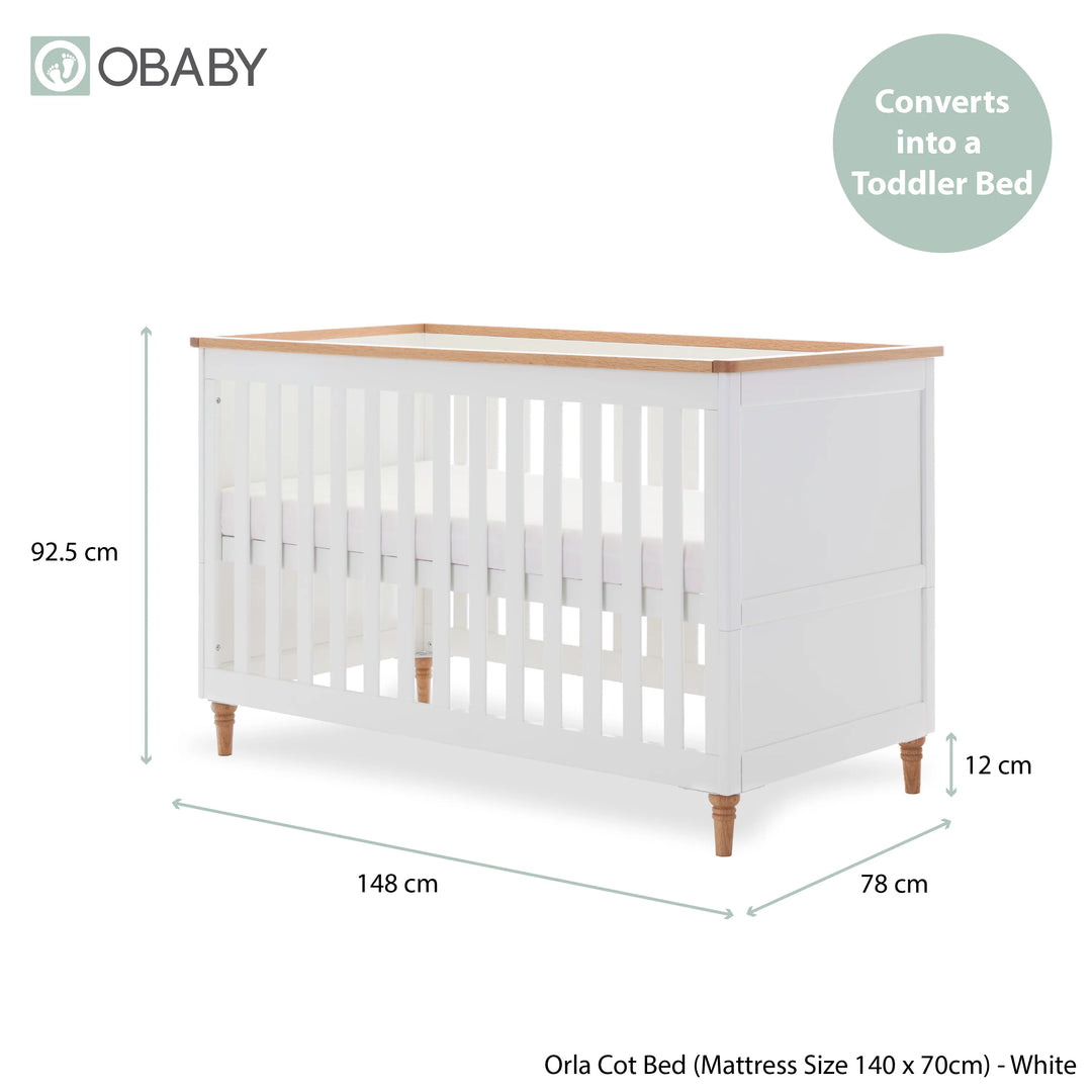 Obaby Orla Cot Bed - White with Oak