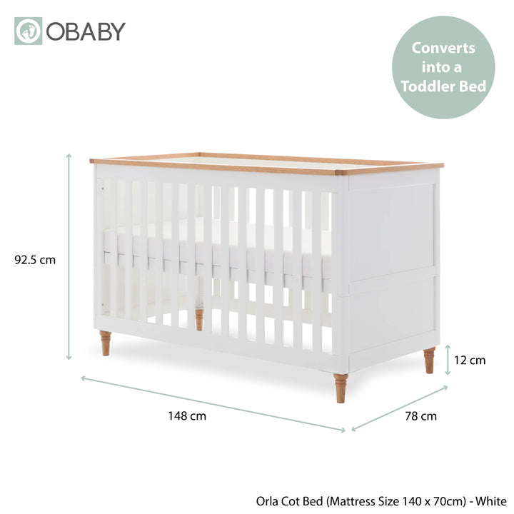 Obaby Orla Cot Bed - White with Oak