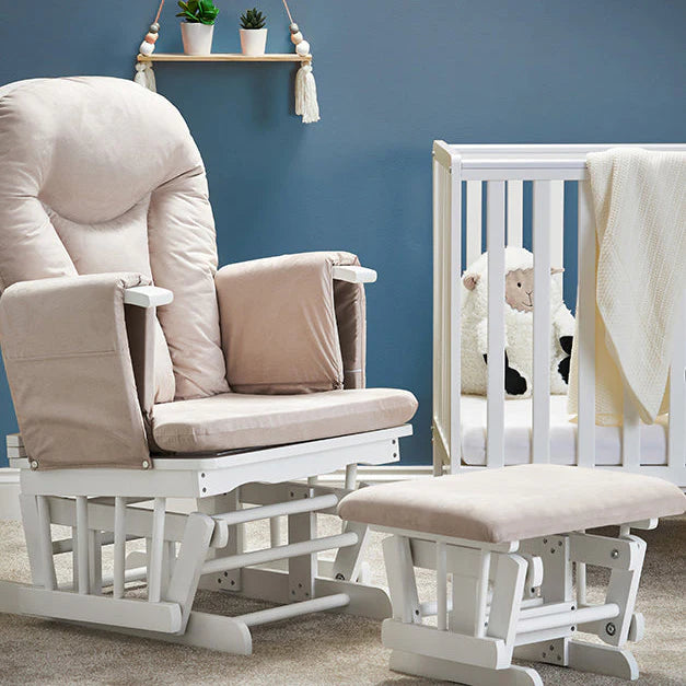 Obaby Reclining Glider Chair and Stool - Sand