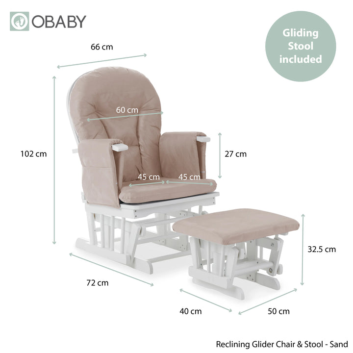 Obaby Reclining Glider Chair and Stool - Sand