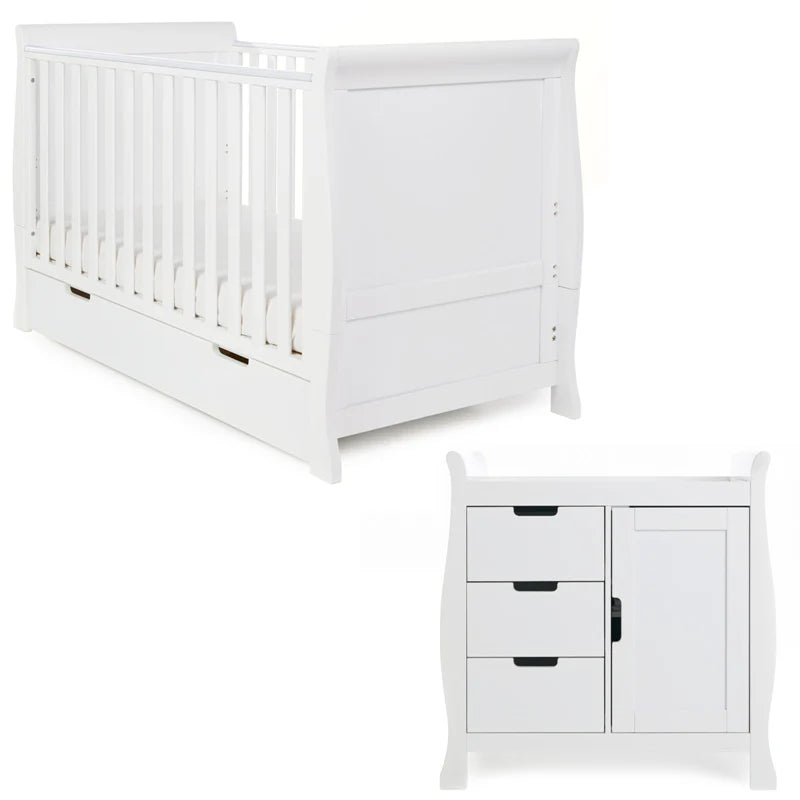 Obaby Stamford Classic Sleigh 2 Piece Room Set - White
