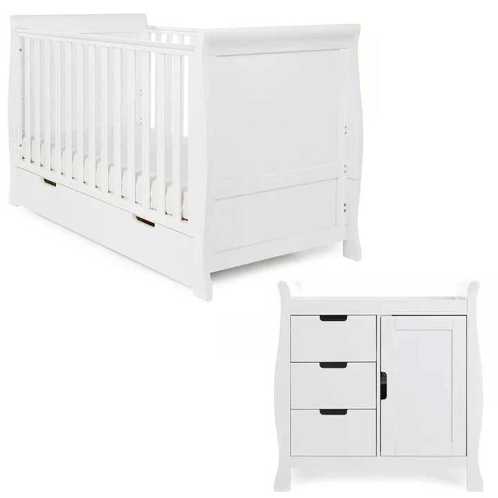 Obaby Stamford Classic Sleigh 2 Piece Room Set - White