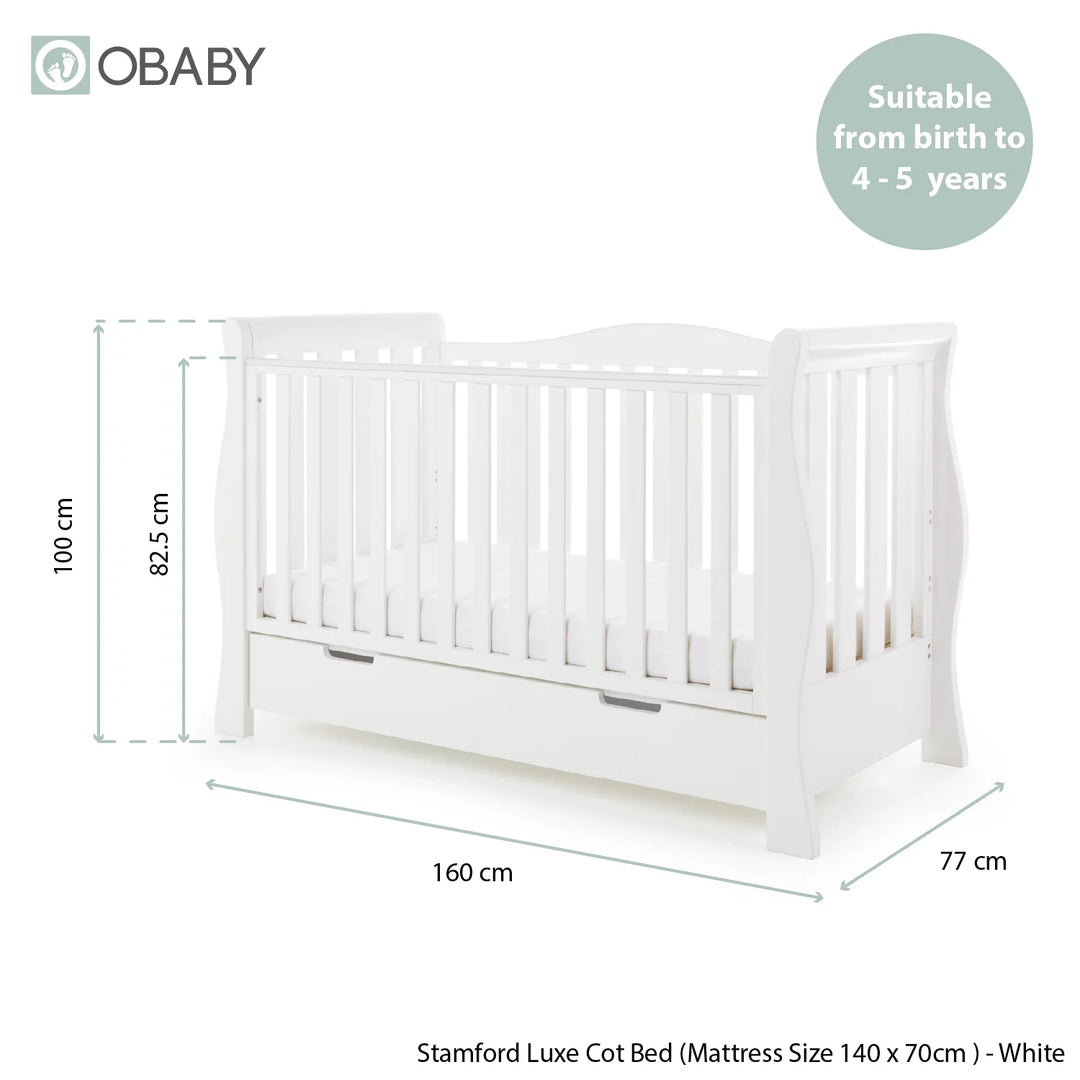 Stamford Luxe Sleigh 3 Piece Room Set - White