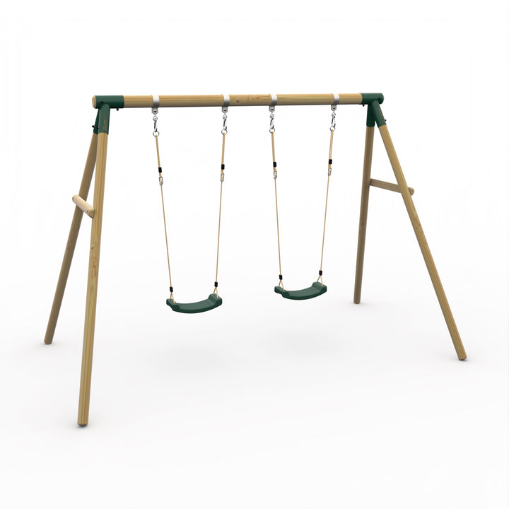 Plum Double Wooden Swing Set - Marmoset Green