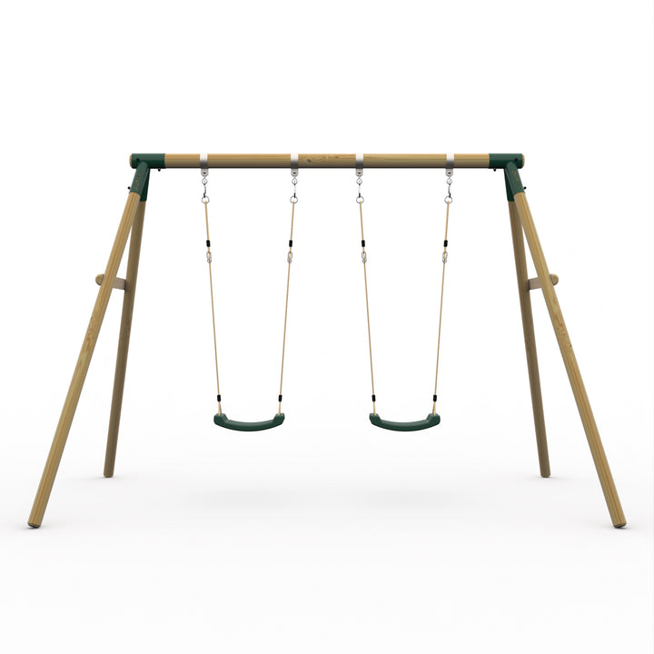 Plum Double Wooden Swing Set - Marmoset Green
