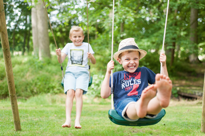 Plum Double Wooden Swing Set - Marmoset Green