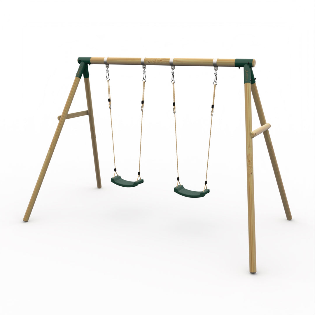 Plum Double Wooden Swing Set - Marmoset Green