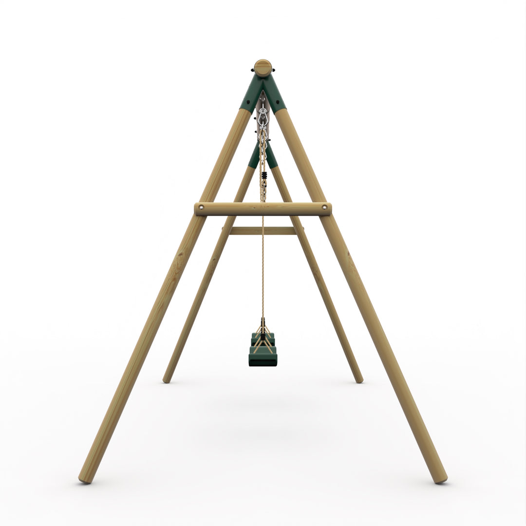 Plum Double Wooden Swing Set - Marmoset Green