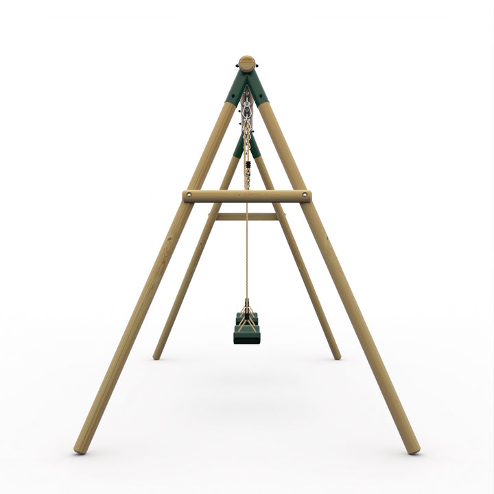 Plum Double Wooden Swing Set - Marmoset Green