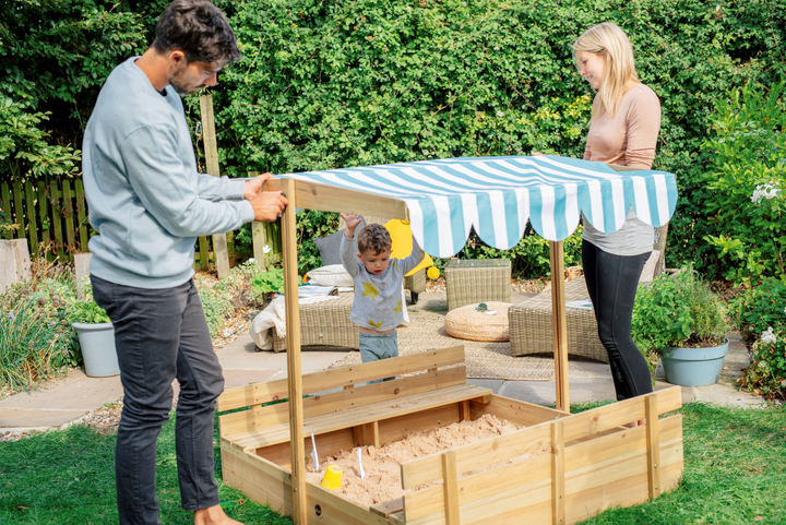 Plum Wooden Sandpit with Canopy