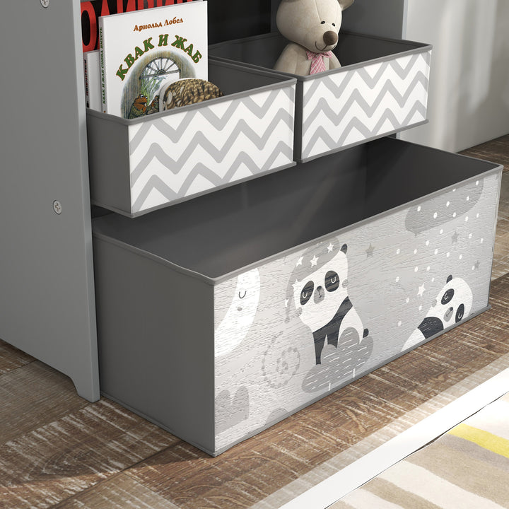 ZONEKIZ Kids Storage Unit, Toy Storage Organiser, with Six Fabric Bins, for Bedrooms, Playrooms, Nurseries - Grey - image 9