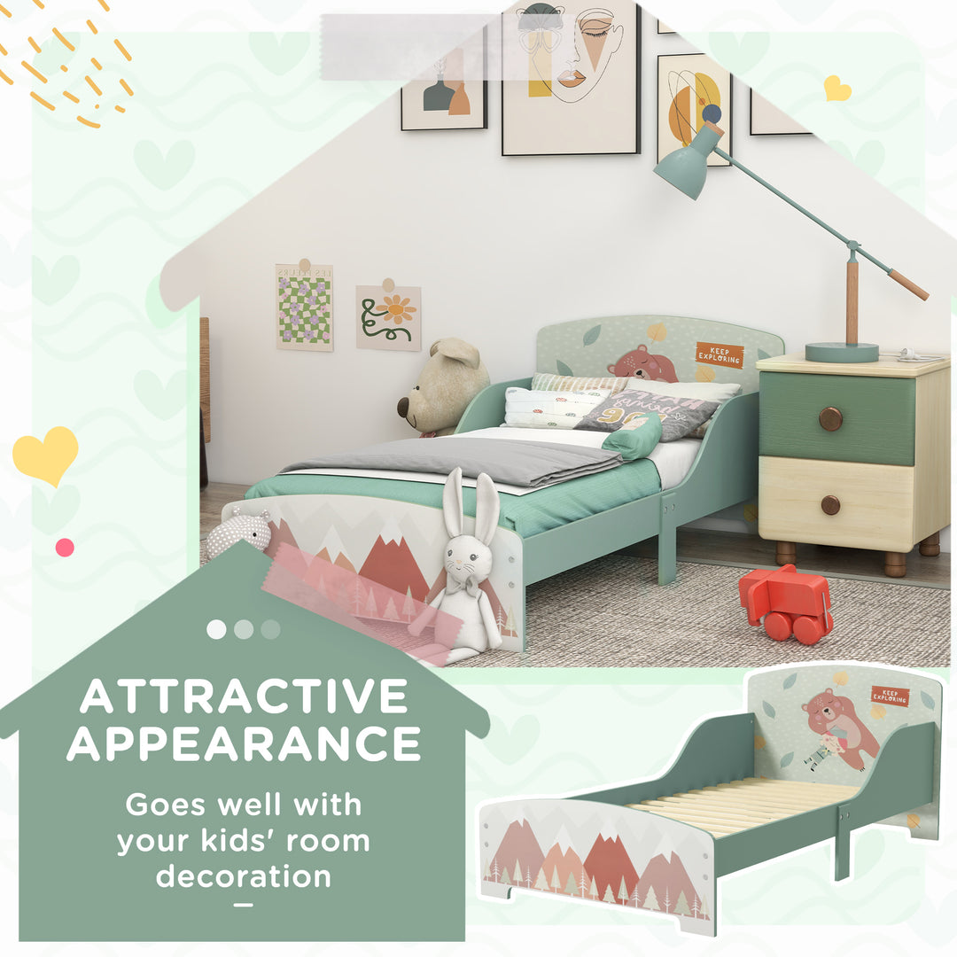 ZONEKIZ Toddler Bed Frame, Kids Bedroom Furniture for Ages 3-6 Years, Green - image 4