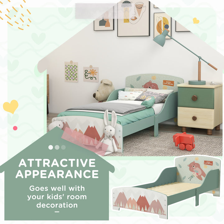 ZONEKIZ Toddler Bed Frame, Kids Bedroom Furniture for Ages 3-6 Years, Green - image 4