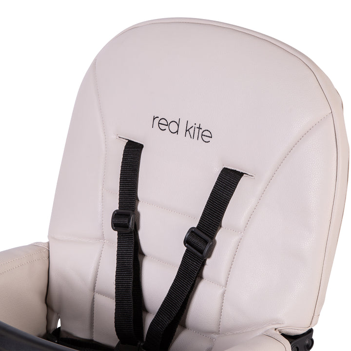 Red Kite Feed Me Fold Highchair in Truffle with black straps and 'red kite' branding on a white background