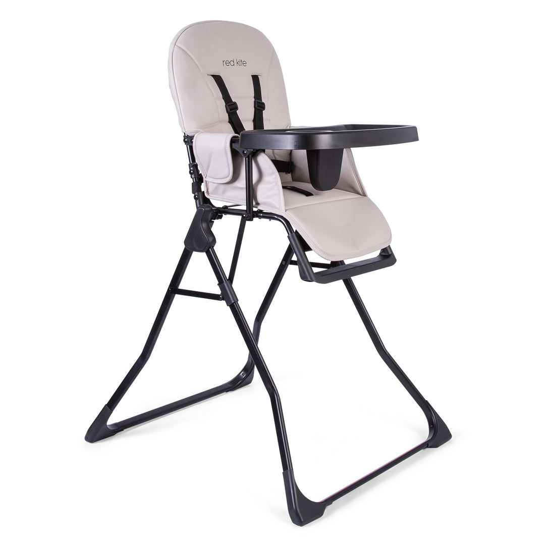 Red Kite Feed Me Fold Highchair in Truffle Beige and black high chair on a white background
