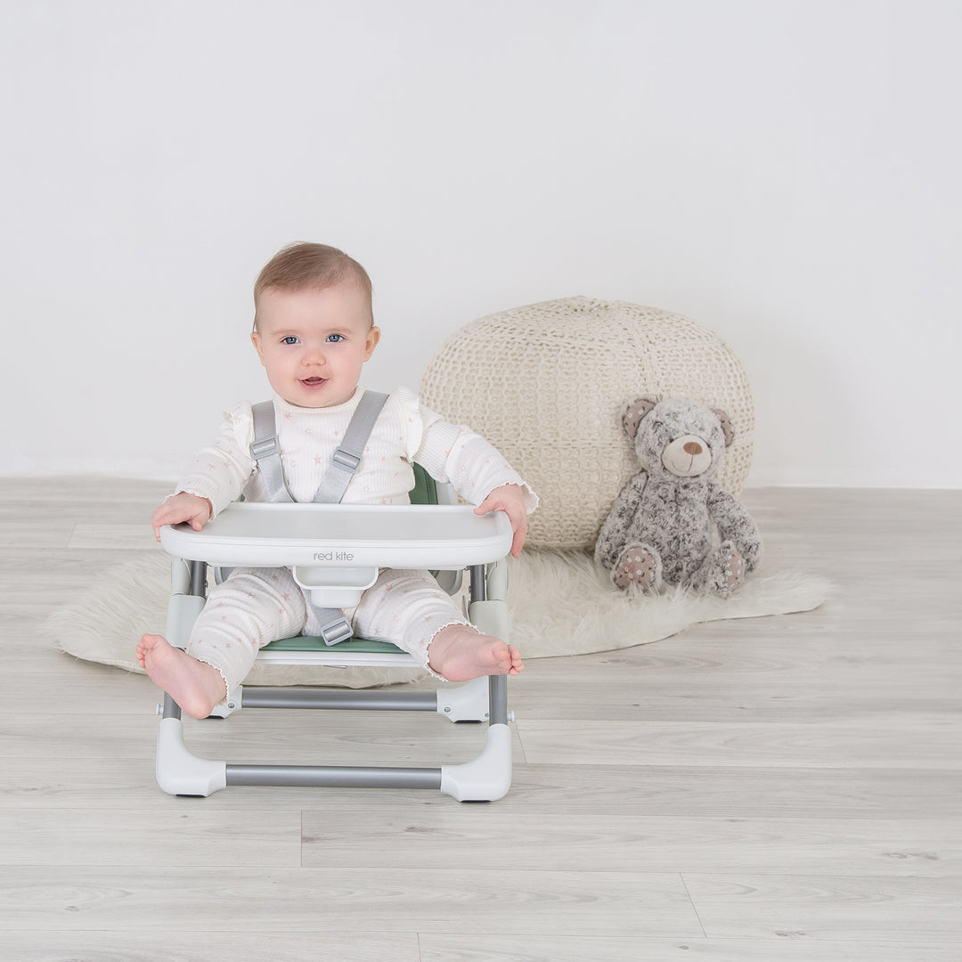 Red Kite Feed Me Nom Nom Booster Seat in Sage lifestyle image