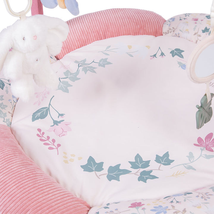Red Kite Play Gym Rose & Ivy Baby crib bumper with floral pattern and pink ribbed texture