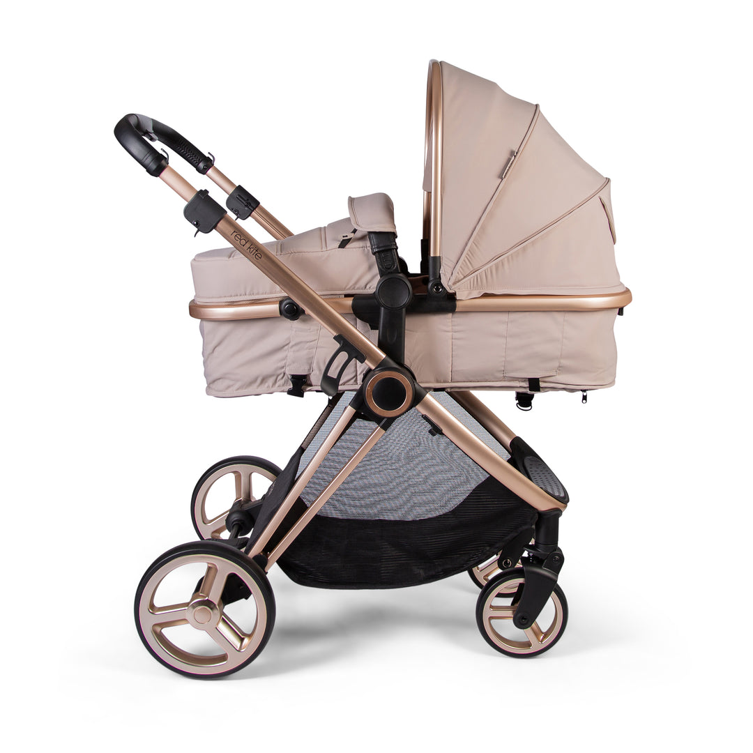 Red Kite Push Me Pace 3 in 1 Travel System in Latte carrycot
