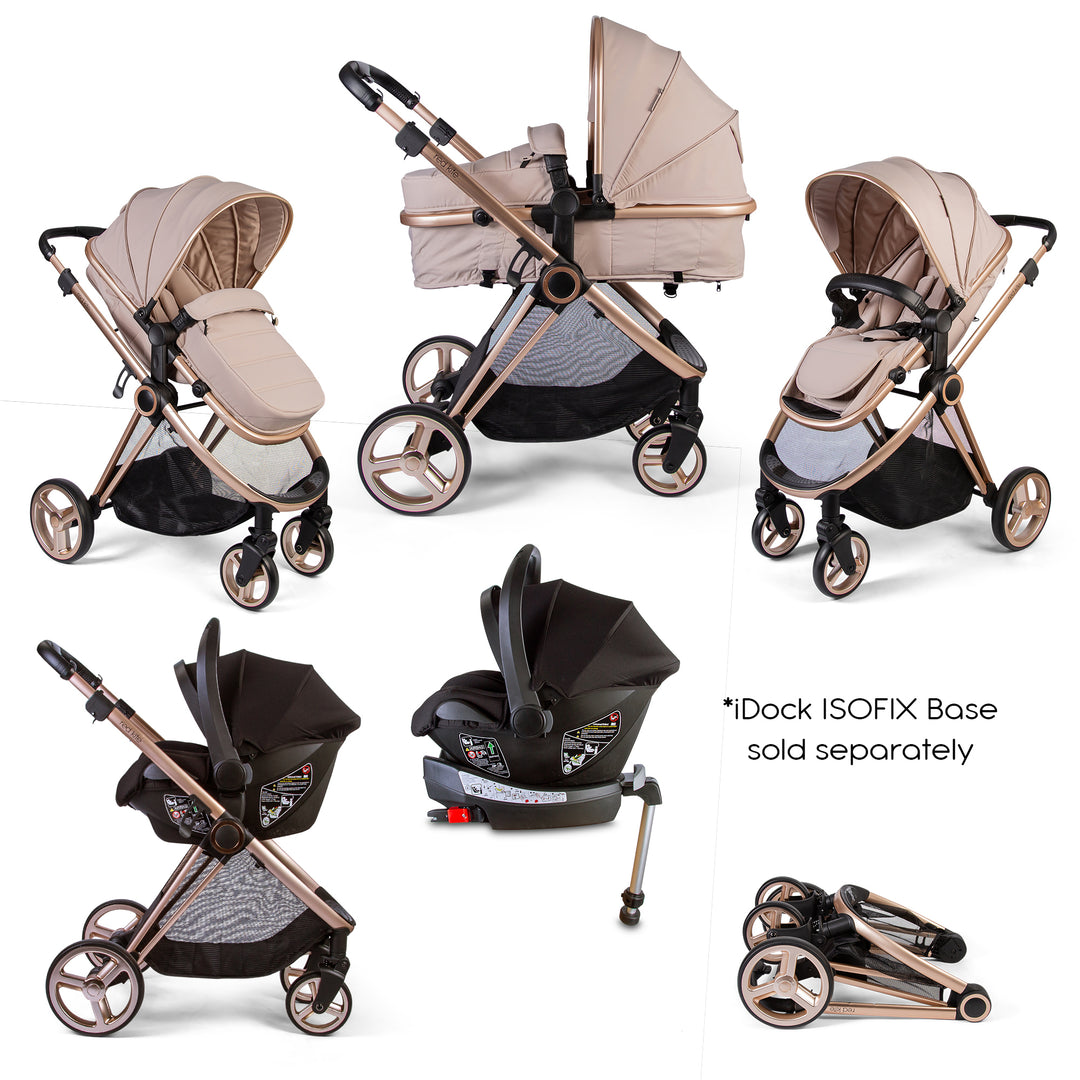 Red Kite Push Me Pace 3 in 1 Travel System in Latte with isofix base