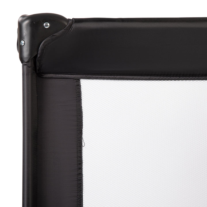 Red Kite Sleeptight Travel Cot in Black close up corner detail