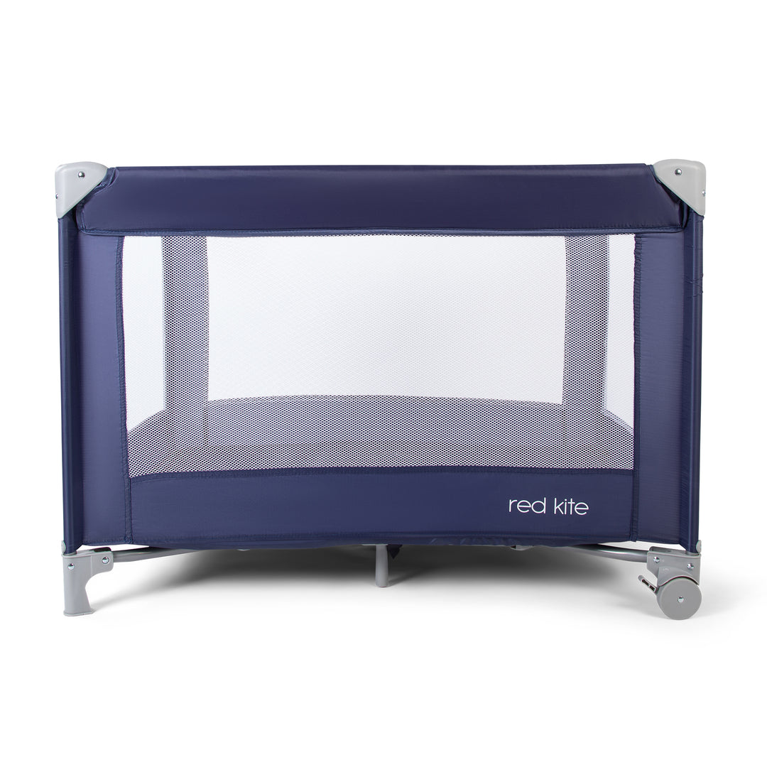 Red Kite Sleeptight Travel Cot in Blueberry with wheels