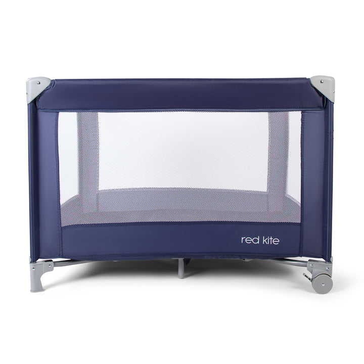 Red Kite Sleeptight Travel Cot in Blueberry with wheels