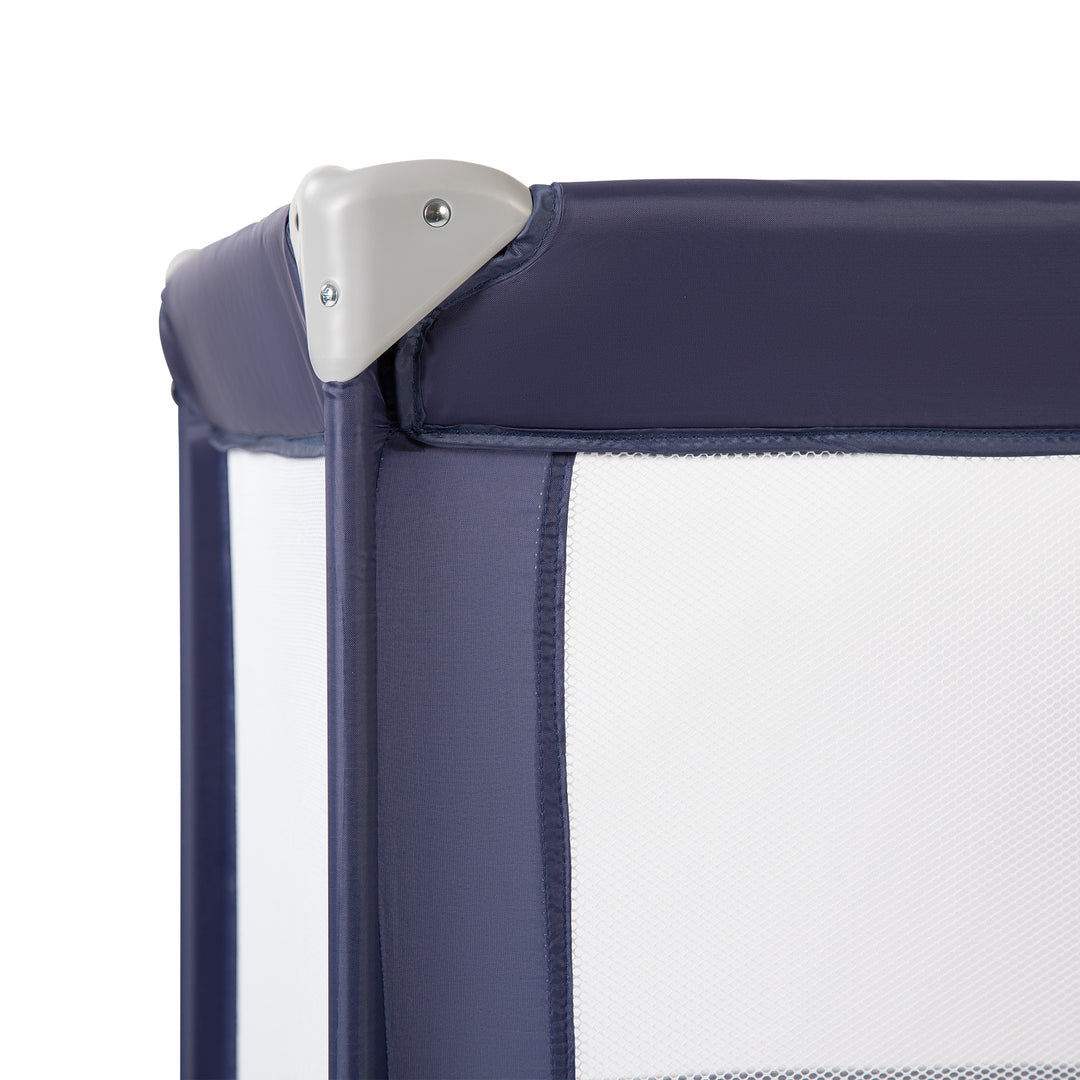 Red Kite Sleeptight Travel Cot in Blueberry  corner close up detail