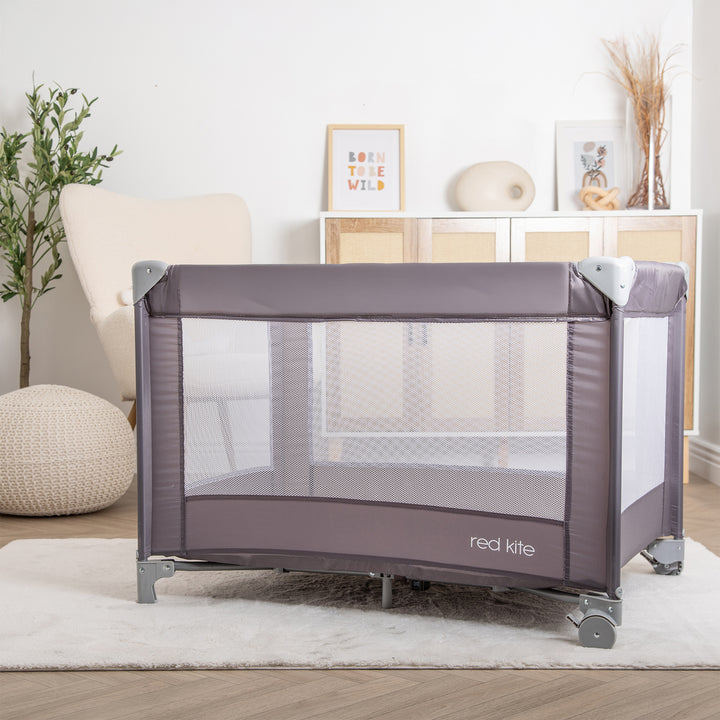Red Kite Sleeptight Travel Cot in Grey lifestyle image