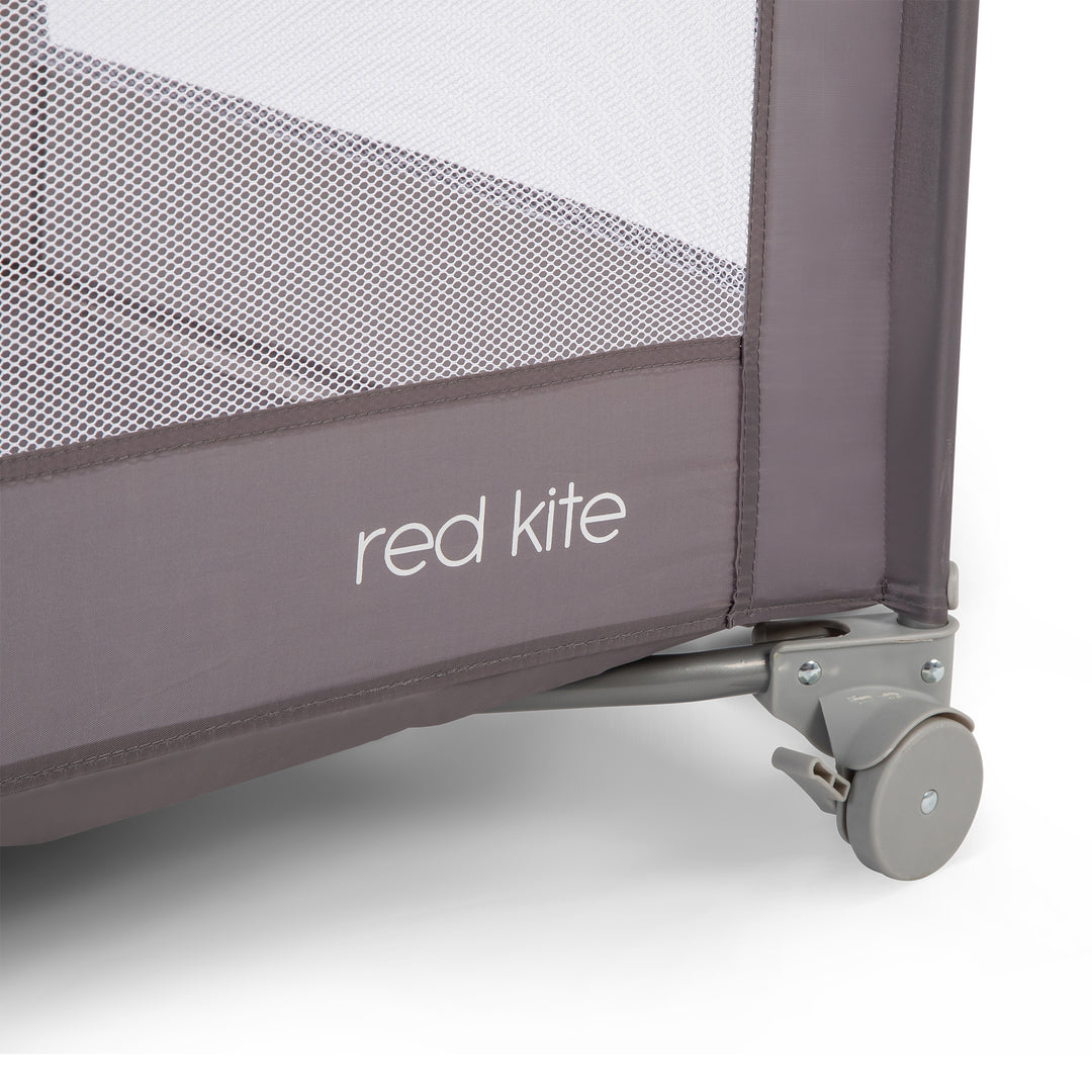 Red Kite Sleeptight Travel Cot in Grey  wheel detail