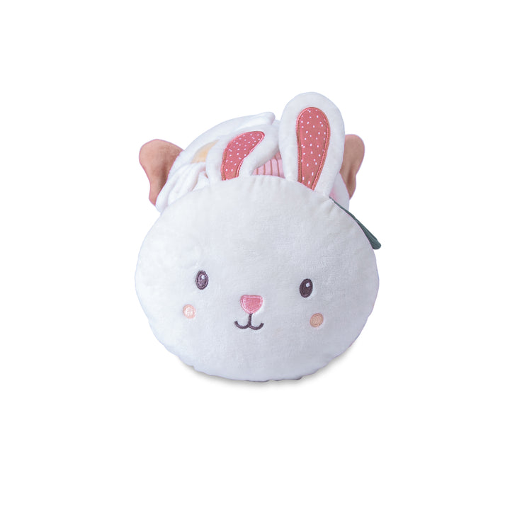 Red Kite Tummy Time Roller Rose & Ivy with bunny ears on a white background