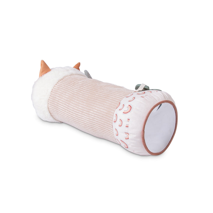 Red Kite Tummy Time Roller Woodland Walks with Round cushion with fox design on a white background