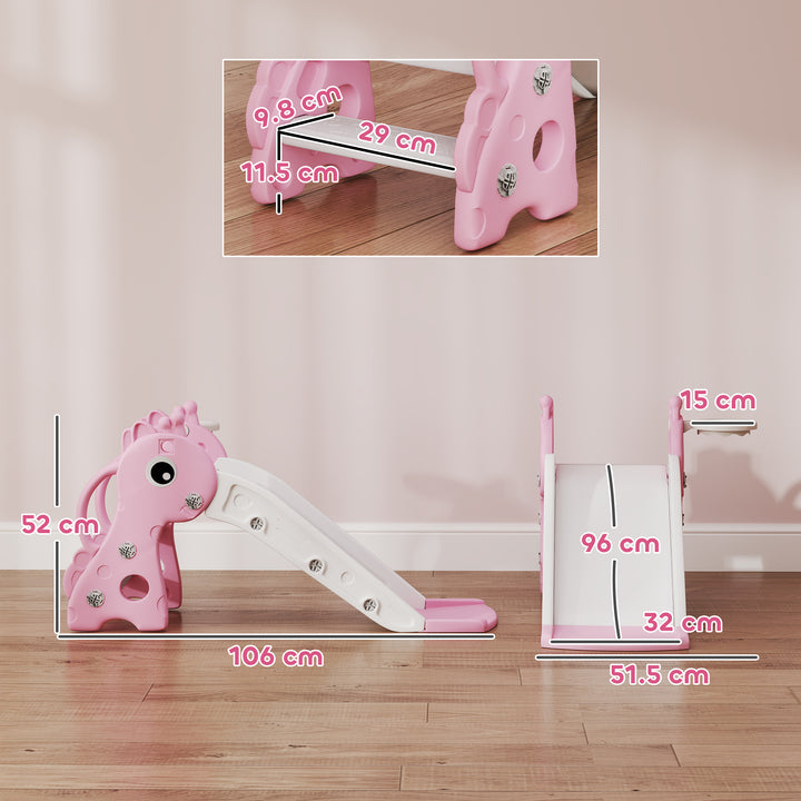 AIYAPLAY 3-in-1 Giraffe Slide with Climber &amp; Basketball Hoop – Pink (Ages 1–3)