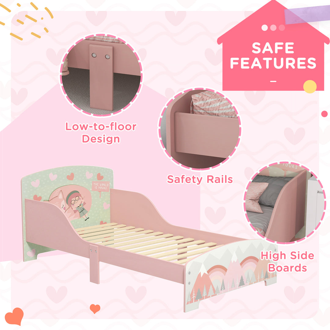 ZONEKIZ Toddler Bed Frame, Kids Bedroom Furniture for Ages 3-6 Years, Pink - image 5