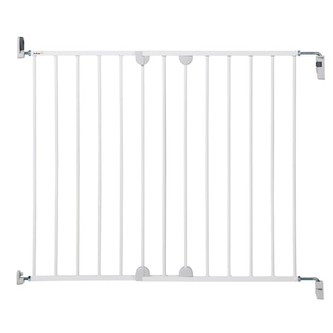 White metal baby gate on a white background