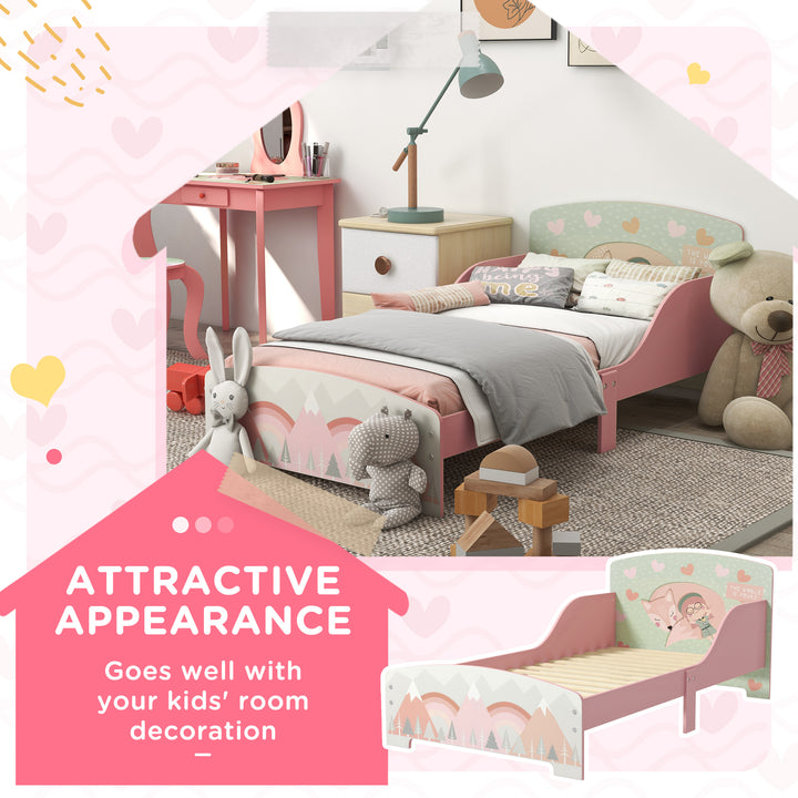 ZONEKIZ Toddler Bed Frame, Kids Bedroom Furniture for Ages 3-6 Years, Pink - image 4