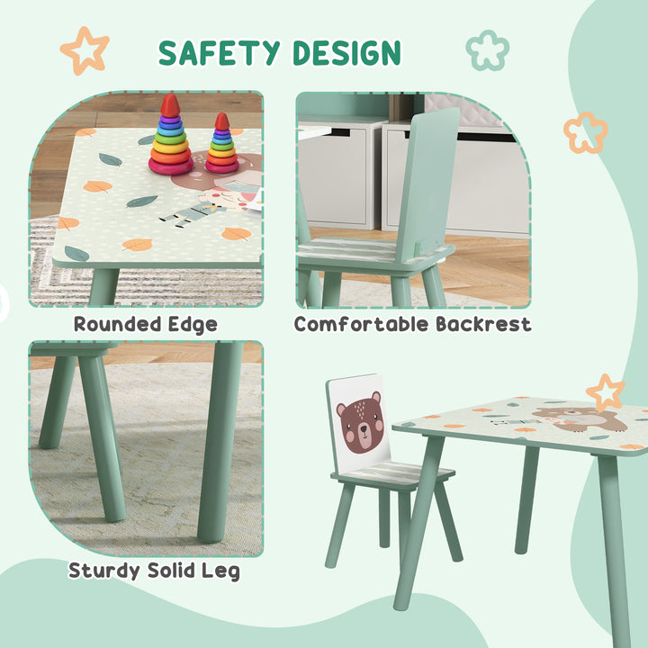 ZONEKIZ Kids and Table Chairs, Children Desk with Two Chairs, Toddler Furniture Set, for Ages 3-6 Years - Green - image 5