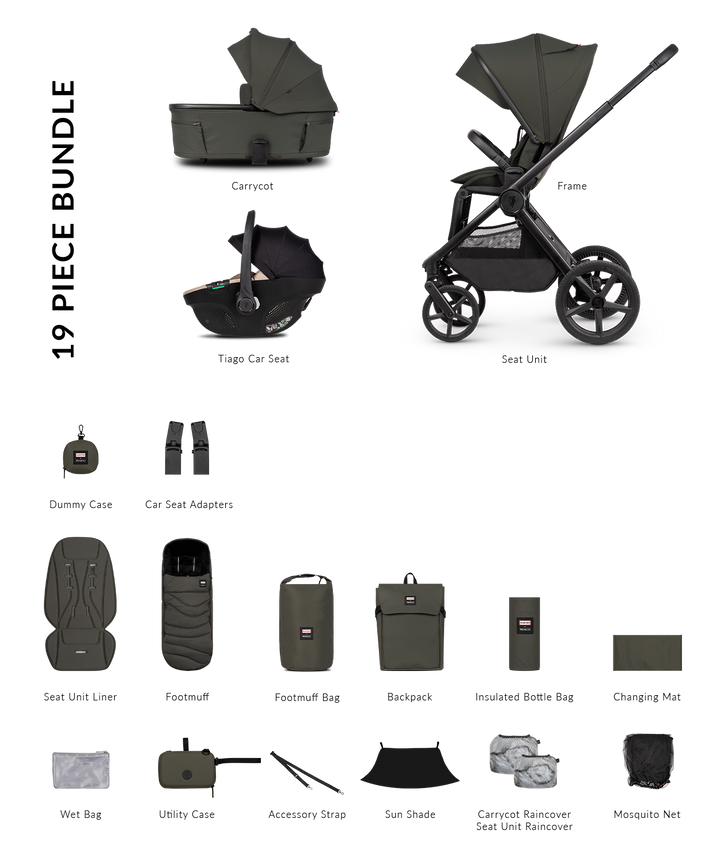 Hunter x Venicci Upline 3 Dark Olive Pram