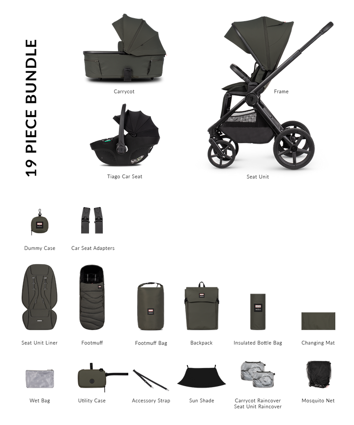 Hunter x Venicci Upline 3 Dark Olive Pram