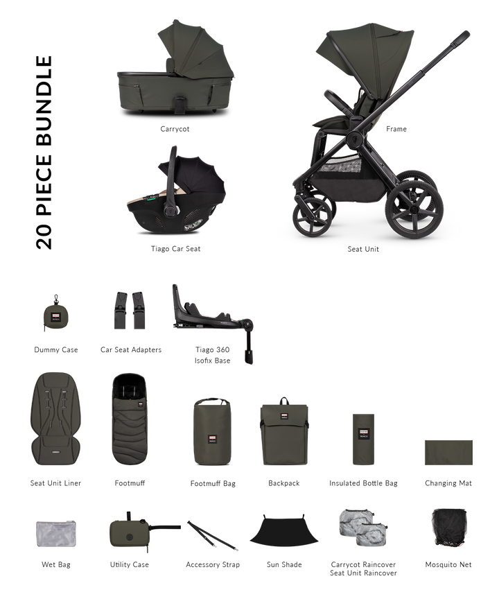 Hunter x Venicci Upline 3 Dark Olive Pram