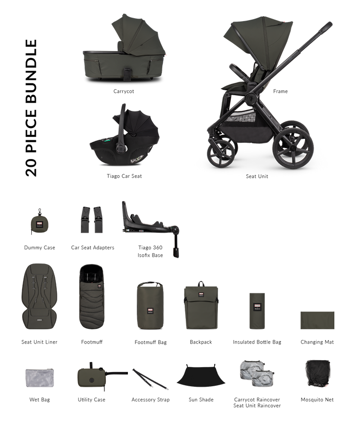 Hunter x Venicci Upline 3 Dark Olive Pram
